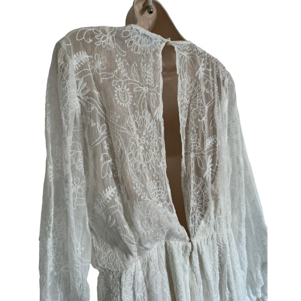 Modcloth “Just The Beginning” White Maxi Dress Lace Long Sleeve Size Large NWT - Picture 16 of 16